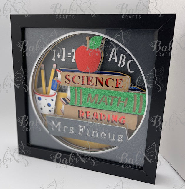 Personalized Elementary School Teacher Shadow Box