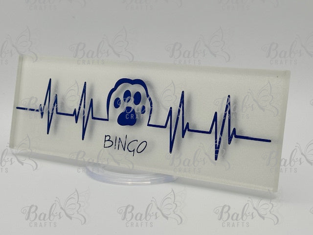 Paw Print Heart Beat Glass Tile