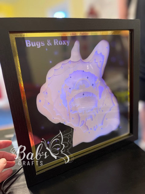 French Bulldog (Frenchie) Customized Shadow Box including LED lights with remote (USB Powered)