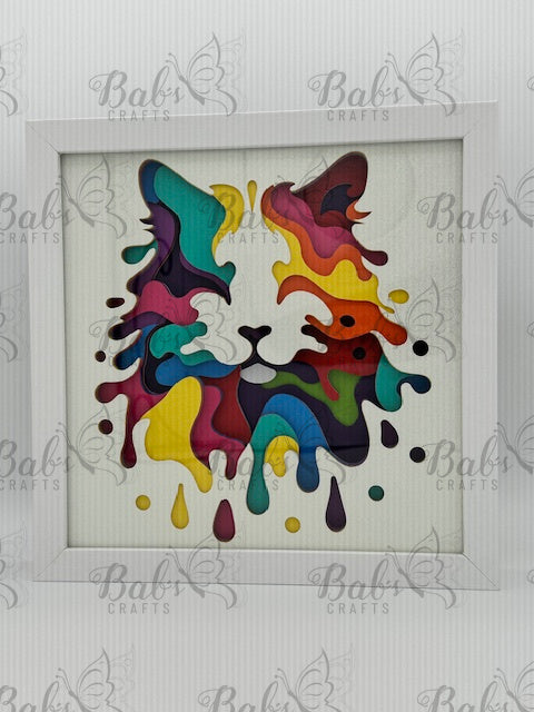 Colorful Cat 3D Shadow Box