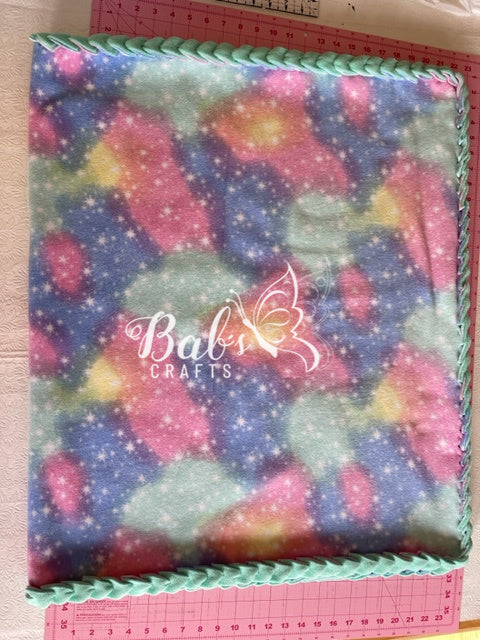 Newborn / Toddler / Pet Reversable Cotton Candy Fleece Blanket / Throw with a Hand Braided Edge
