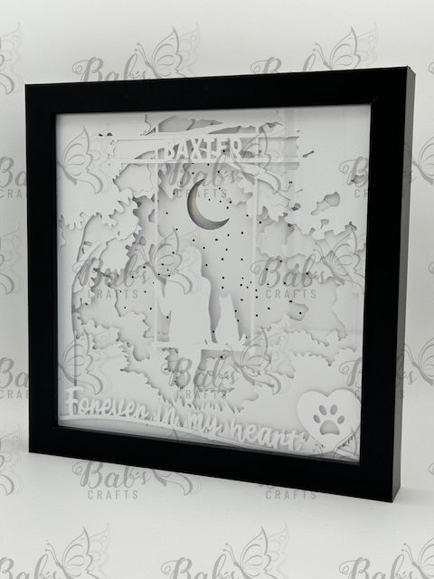 Girl & Cat on a Swing Lighted Memorial Shadow Box