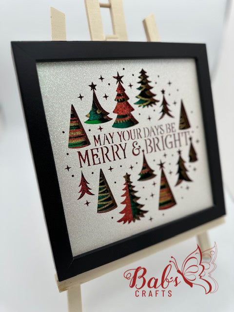 May Your Days Be Merry & Bright Glitter Christmas Holiday Shadow Box