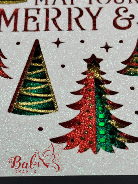 May Your Days Be Merry & Bright Glitter Christmas Holiday Shadow Box
