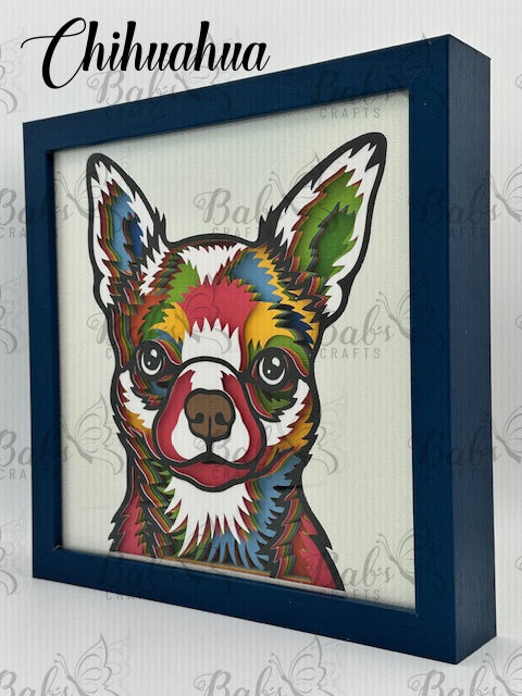 Colorful Dog 3D Shadow Box (79 Dog Breeds Available)