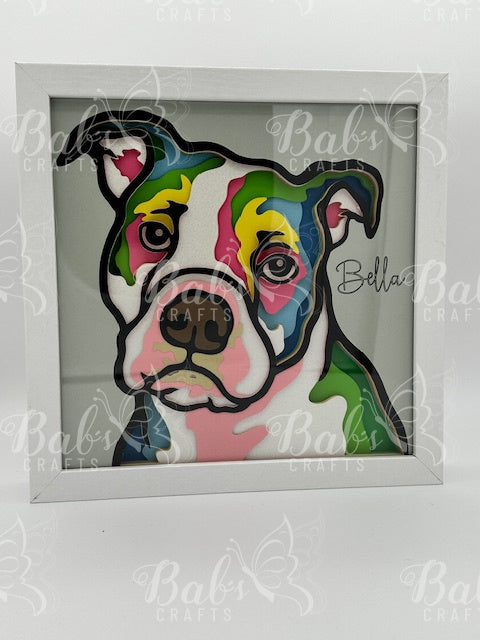 American Bulldog Layered Shadow Box - Personalized