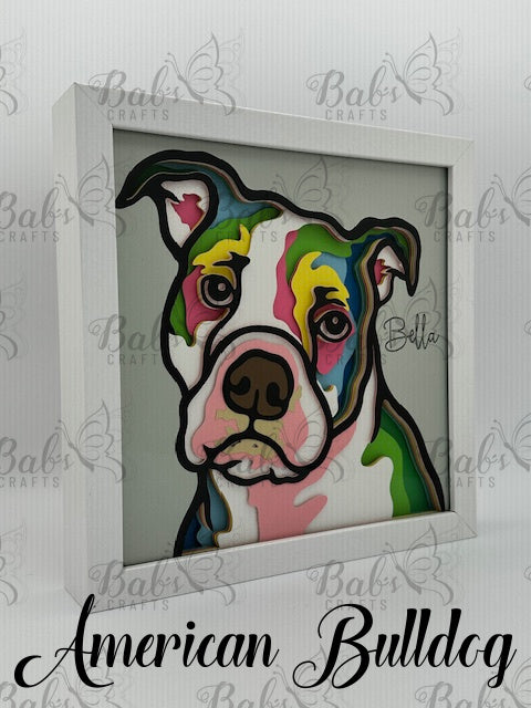 Colorful Dog 3D Shadow Box (79 Dog Breeds Available)