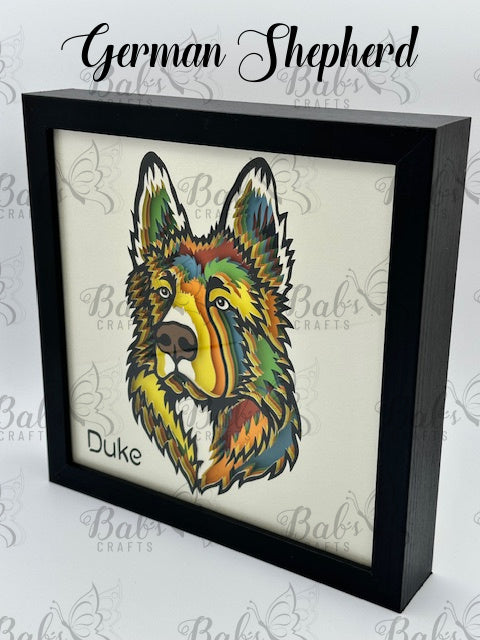 Colorful Dog 3D Shadow Box (79 Dog Breeds Available)