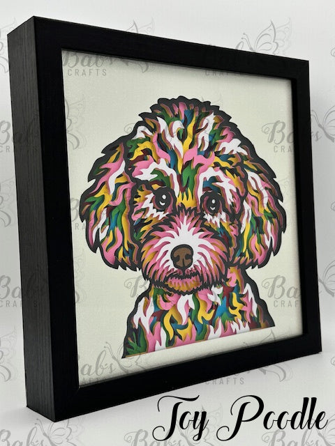 Colorful Dog 3D Shadow Box (79 Dog Breeds Available)