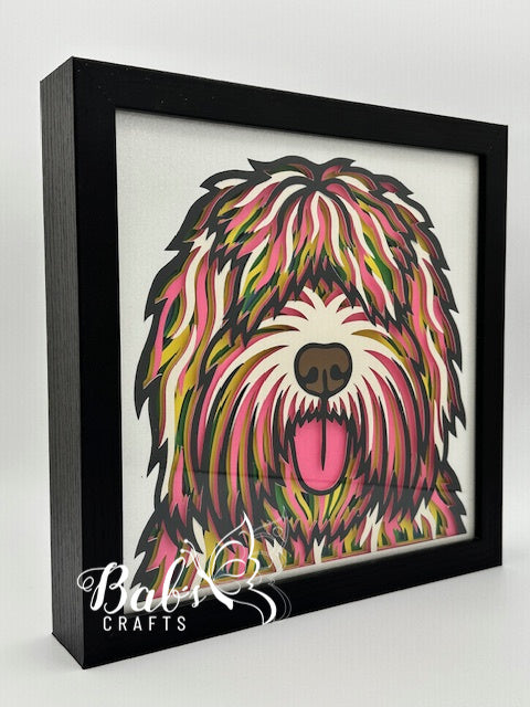 Old English Sheep Dog / Sheepie Layered Shadow Box