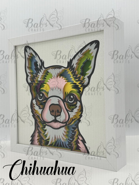 Colorful Dog 3D Shadow Box (79 Dog Breeds Available)