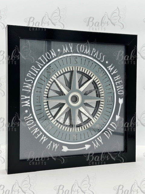 Dad Compass Layered Shadow Box