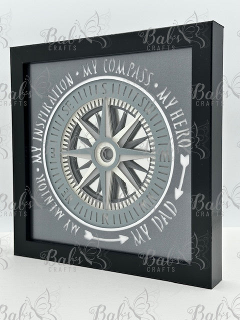 Dad Compass Layered Shadow Box