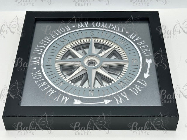 Dad Compass Layered Shadow Box