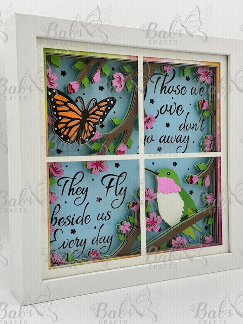 Butterfly & Hummingbird Layered Shadow Box