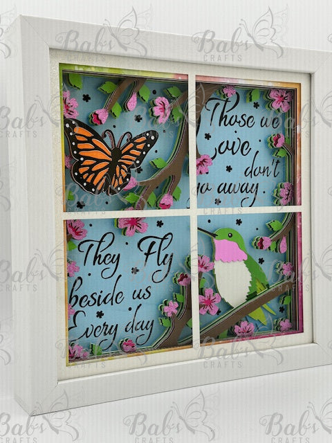 Butterfly & Hummingbird Layered Shadow Box