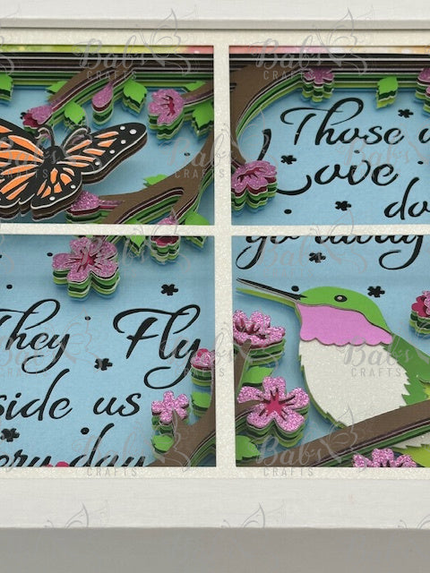 Butterfly & Hummingbird Layered Shadow Box