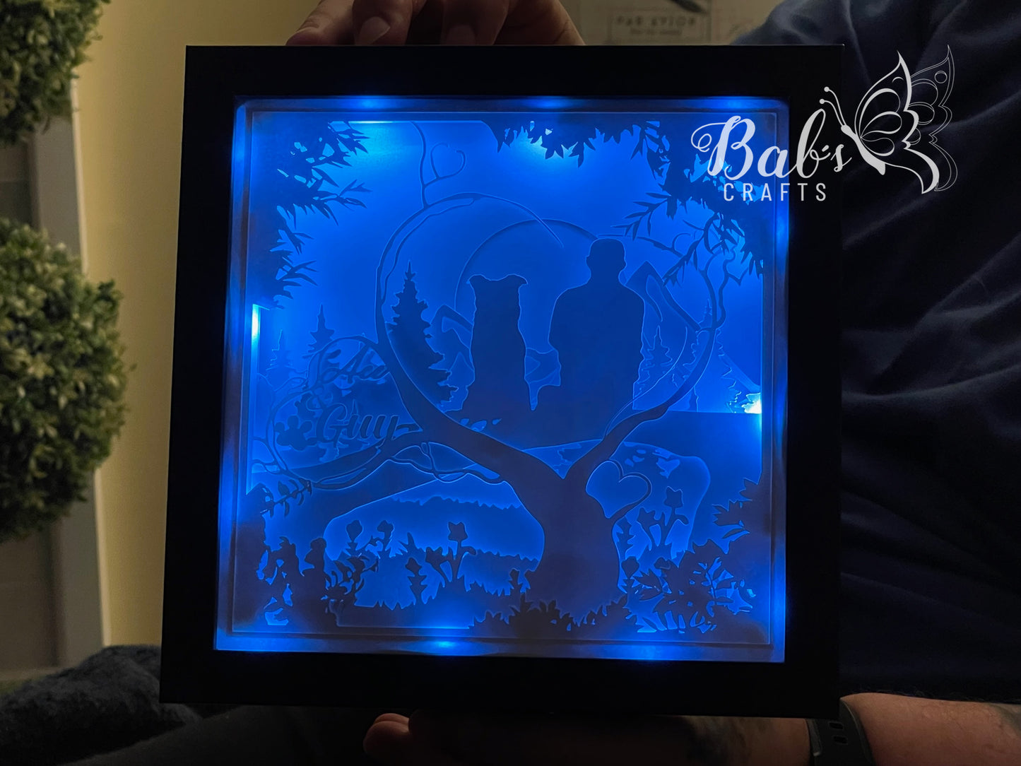 Labrador & Dog Dad Personalized Memorial Shadow Box including LED lights with remote (USB Powered)