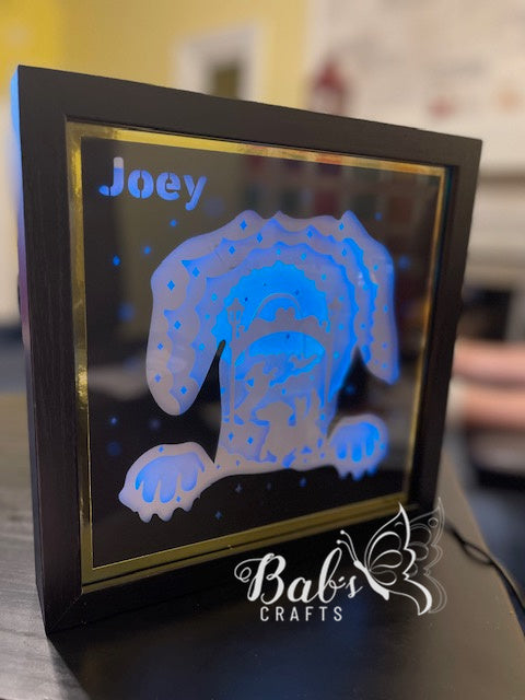 Smooth Haired Dachshund Customized Shadow Box including LED lights with remote (USB Powered)